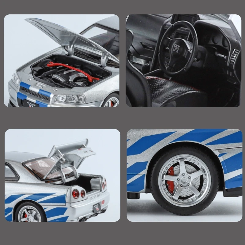 Nissan Skyline GTR R34 Diecast 1:24 Metal — imagen 6