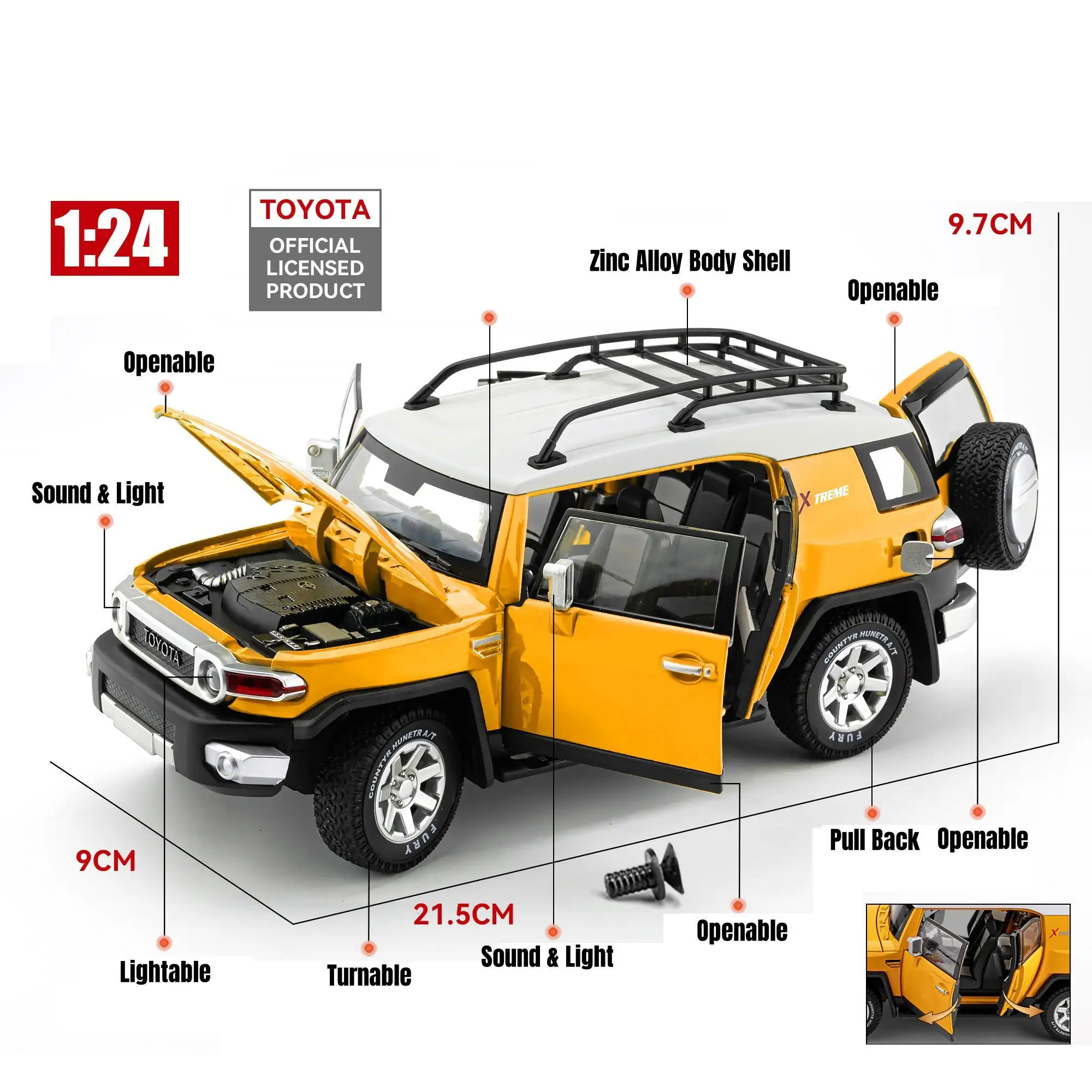 Toyota FJ Land Cruiser Escala 1:24 Diecast — imagen 2