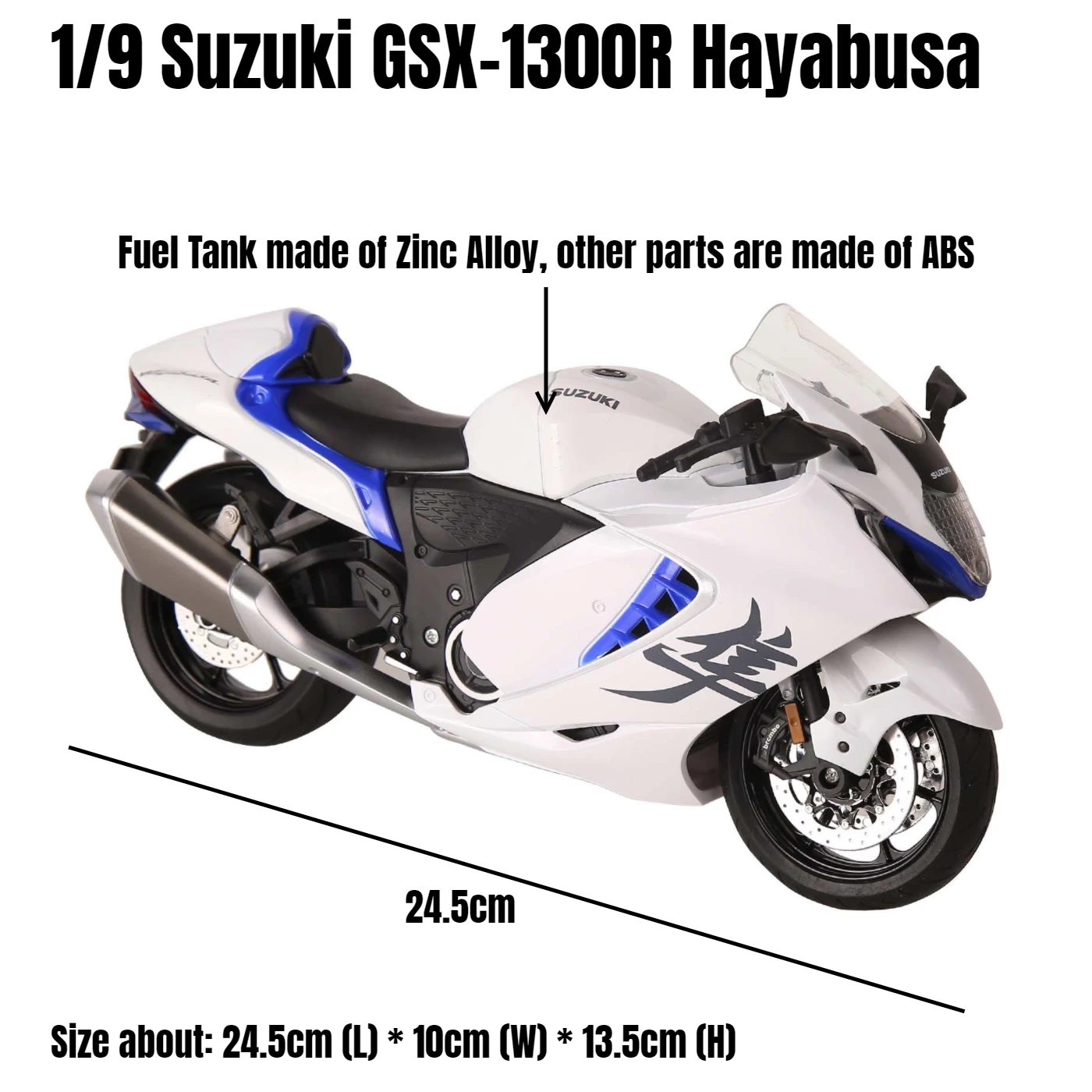Suzuki Hayabusa GSX-1300R Escala 1:9 Diecast — imagen 2
