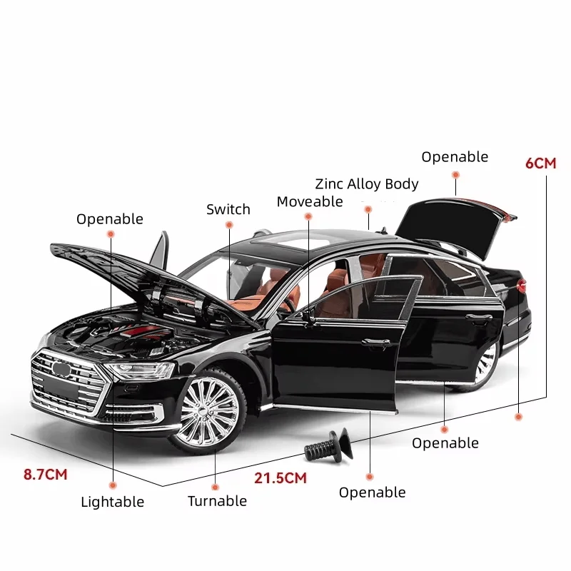 Audi A8L Miniatura Metal 1:24 Puertas Abribles — imagen 2