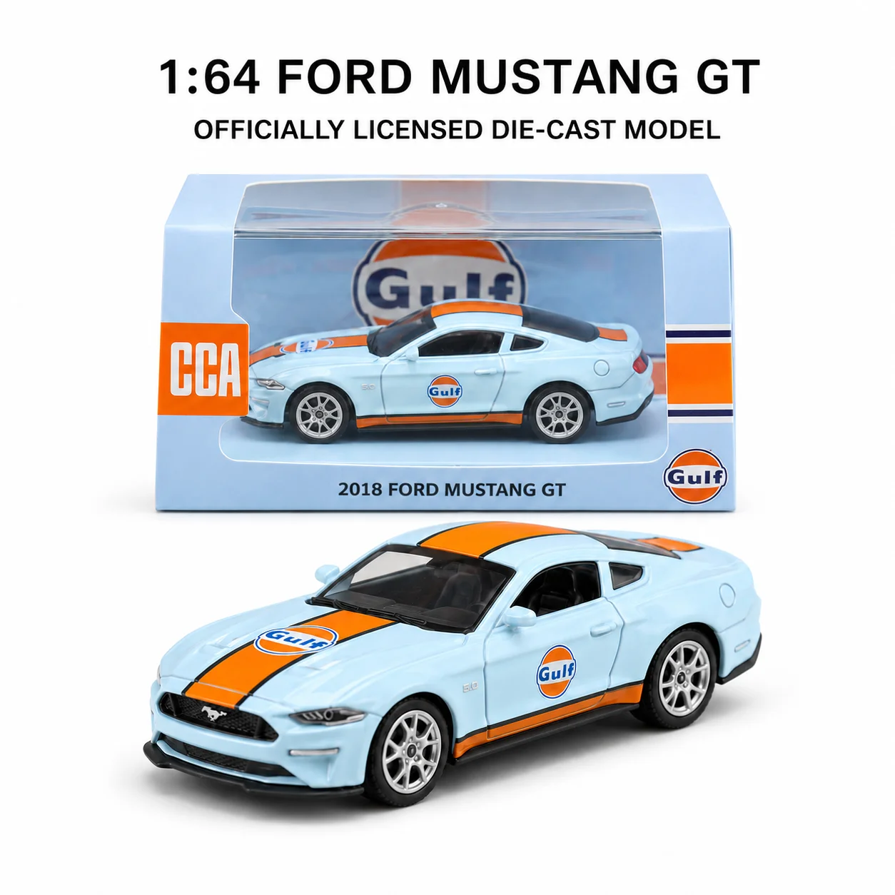 Ford Mustang GT Gulf Racing CCA 1:64 — imagen 1