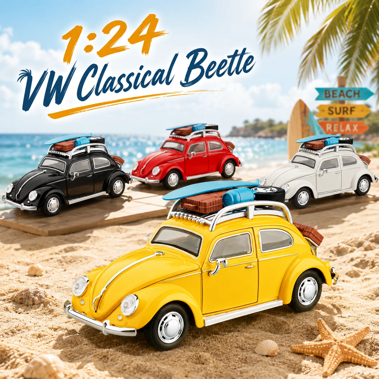 Volkswagen Beetle Clásico 1:24 Miniatura Metal Fundido — imagen 1