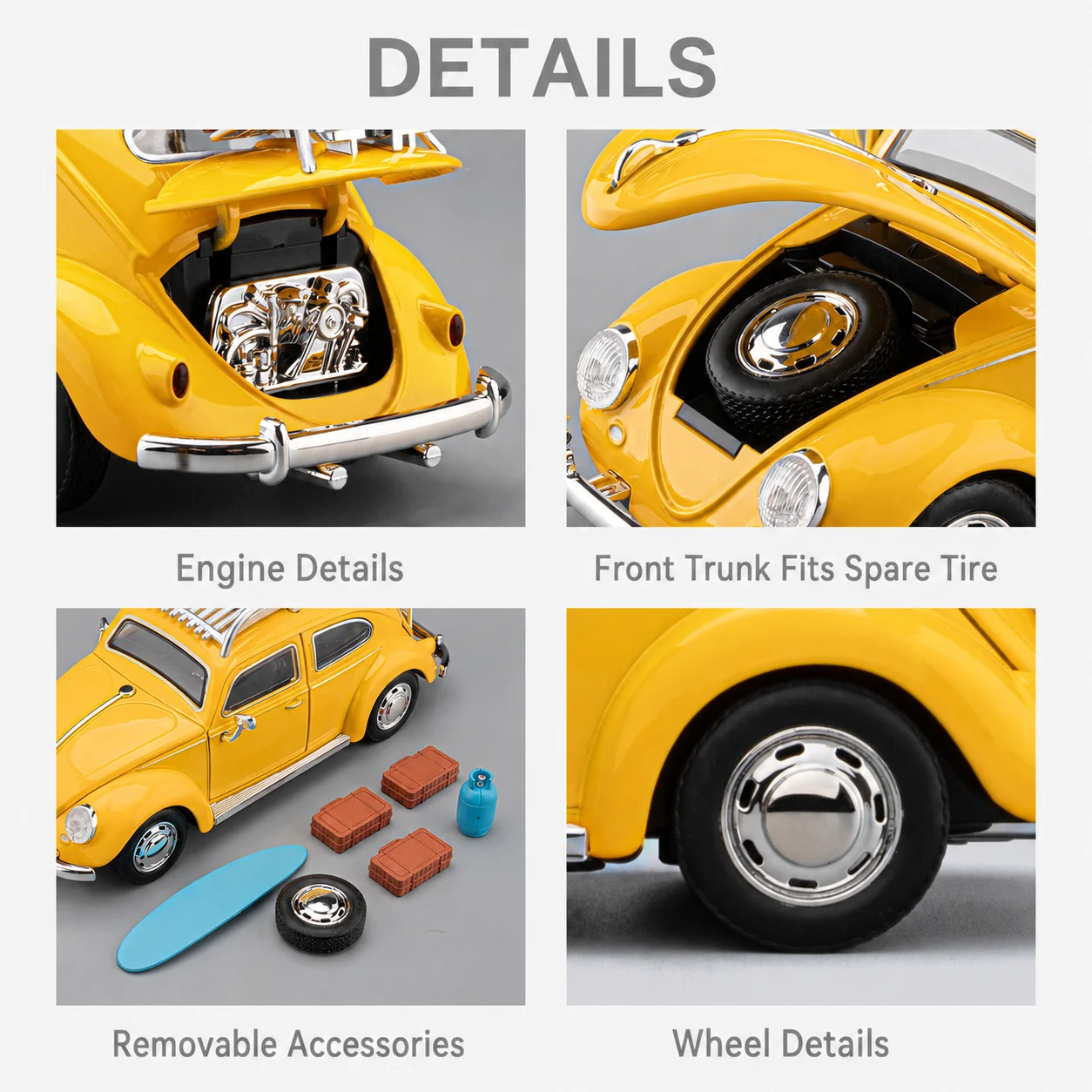 Volkswagen Beetle Clásico 1:24 Miniatura Metal Fundido — imagen 6