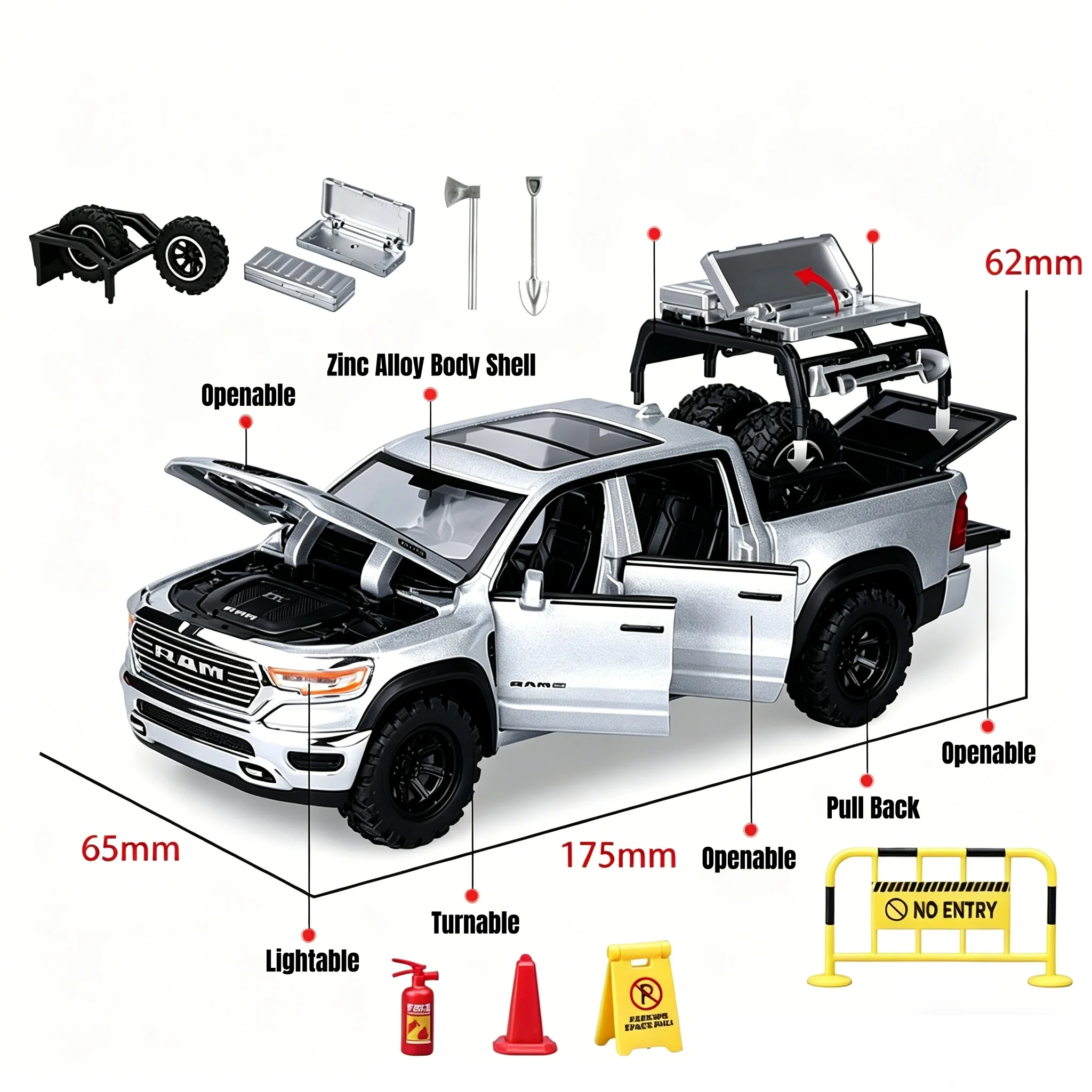 Dodge RAM 1500 Escala 1:32 Metal Fundido — imagen 3