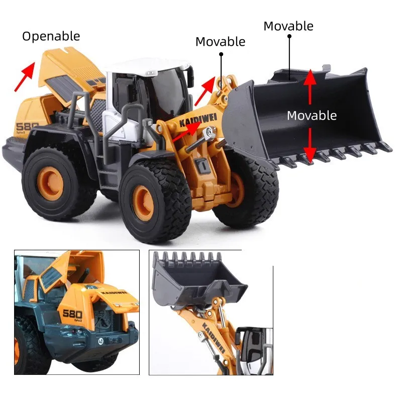 Excavadora sobre Ruedas Miniatura 1:50 Amarilla — imagen 6