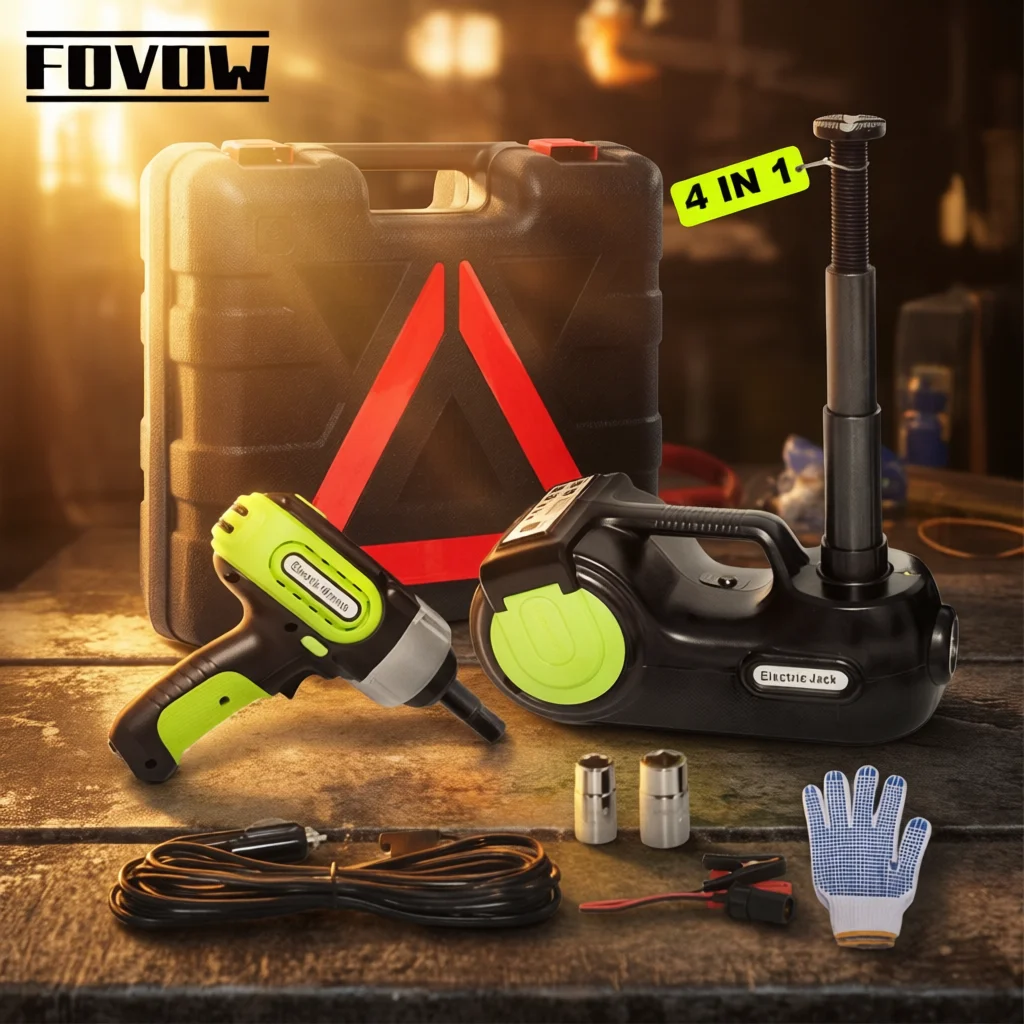 FOVOW Gato Eléctrico Hidráulico 12V 5 Toneladas 4 en 1
