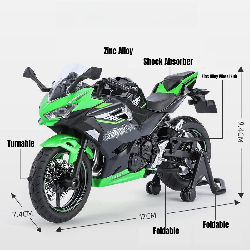 Kawasaki Ninja 400 Escala 1:12 Metal Fundido — imagen 2