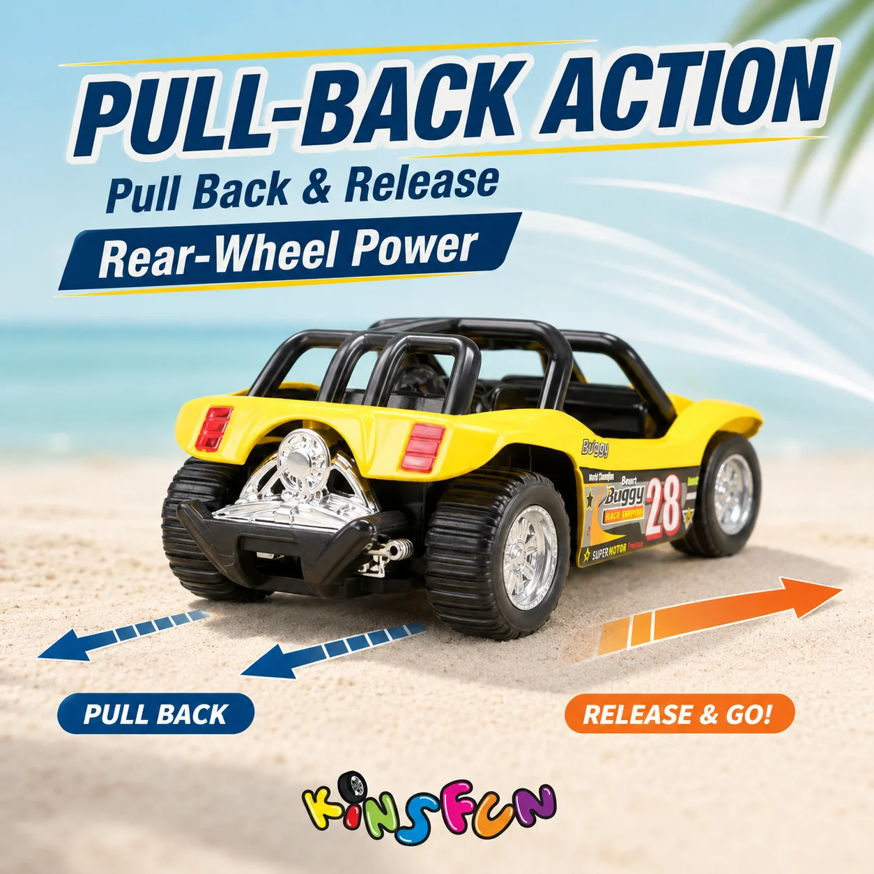 KiNSMART Buggy de Playa Miniatura Fundido a Presión — imagen 3