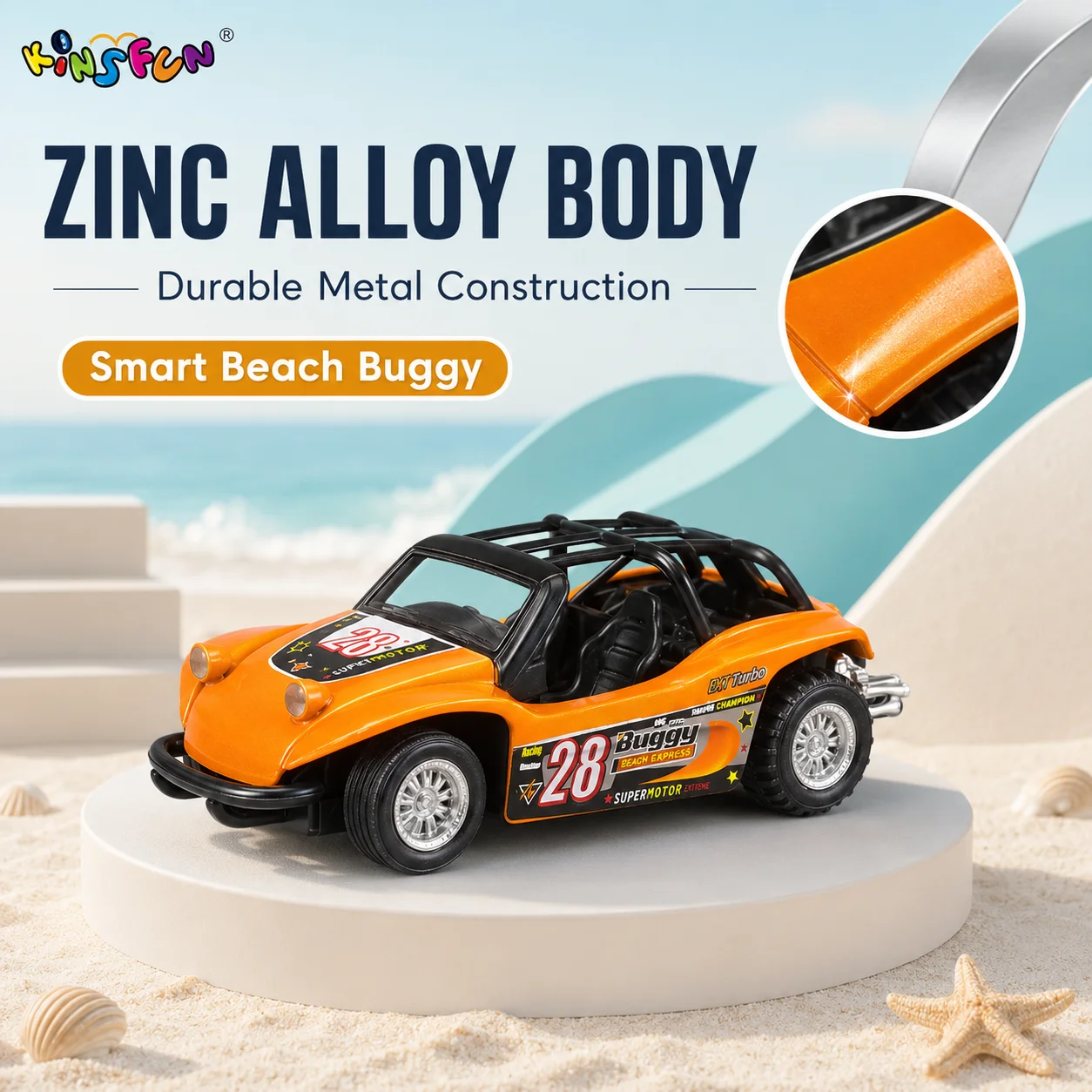 KiNSMART Buggy de Playa Miniatura Fundido a Presión — imagen 4