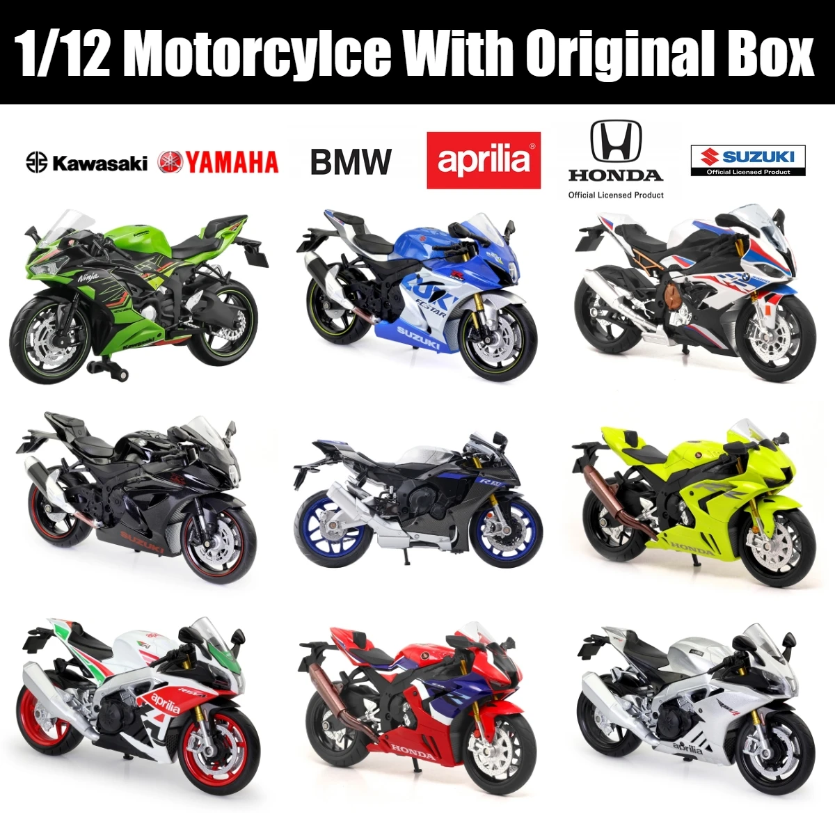 Moto a Escala 1:12 Fundida a Presión (Colección)