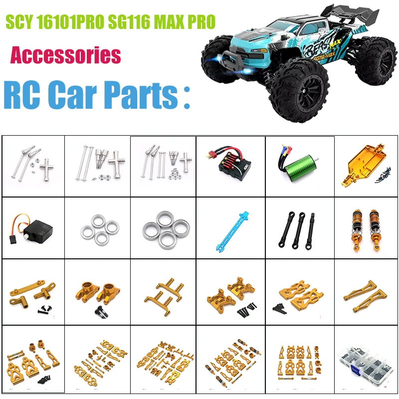 Kit de piezas de metal para RC 1:16 SCY 16101/16102/16103 Pro 4WD