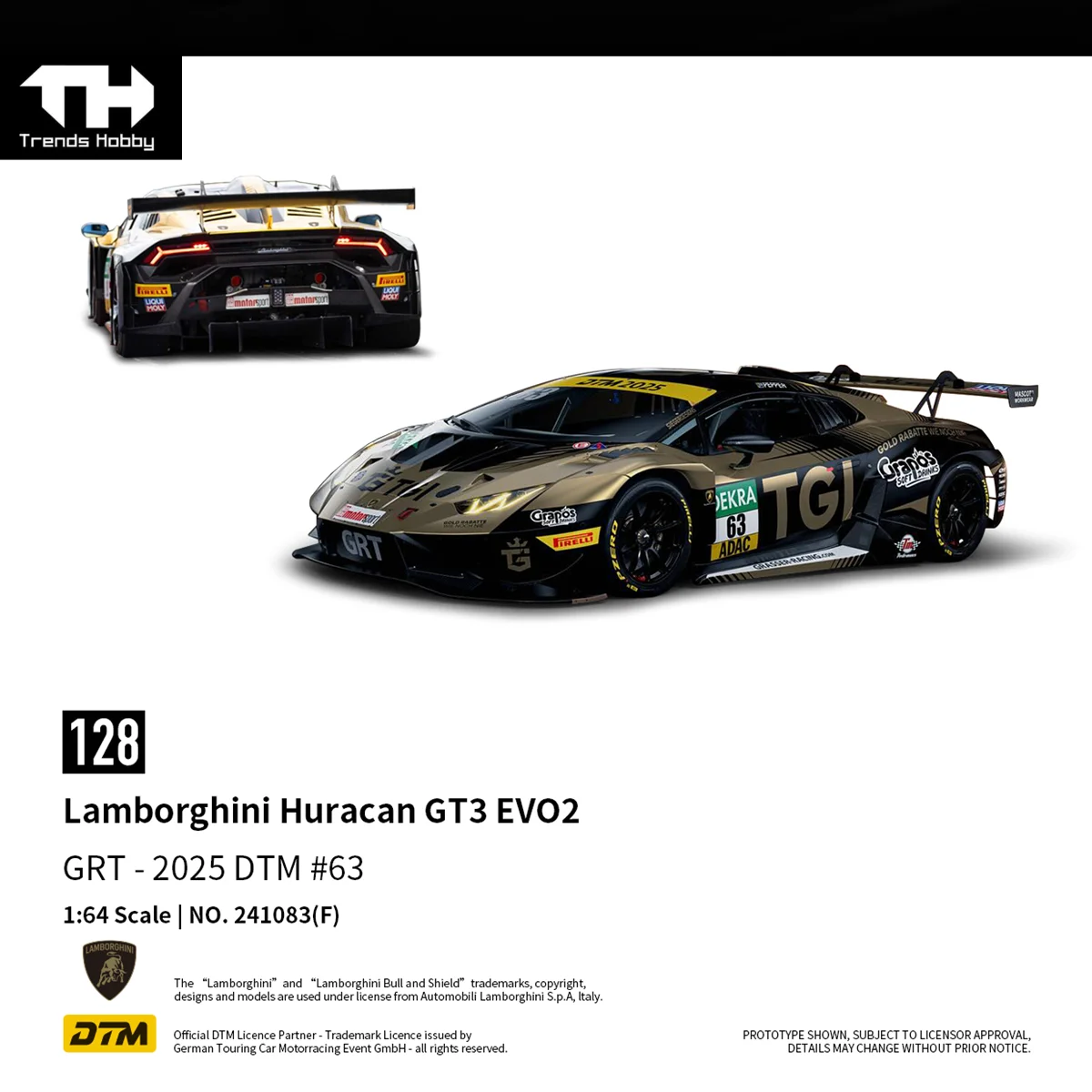 Lamborghini Huracan GT3 EVO2 DTM 1:64 Diecast — imagen 1