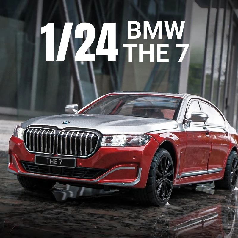 Vehículo de juguete modelo BMW 7 760Li en miniatura, vehículo de juguete fundido a presión, 1:24, puertas de sonido y luz que se pueden abrir, regalo de colección para niños, 1/24