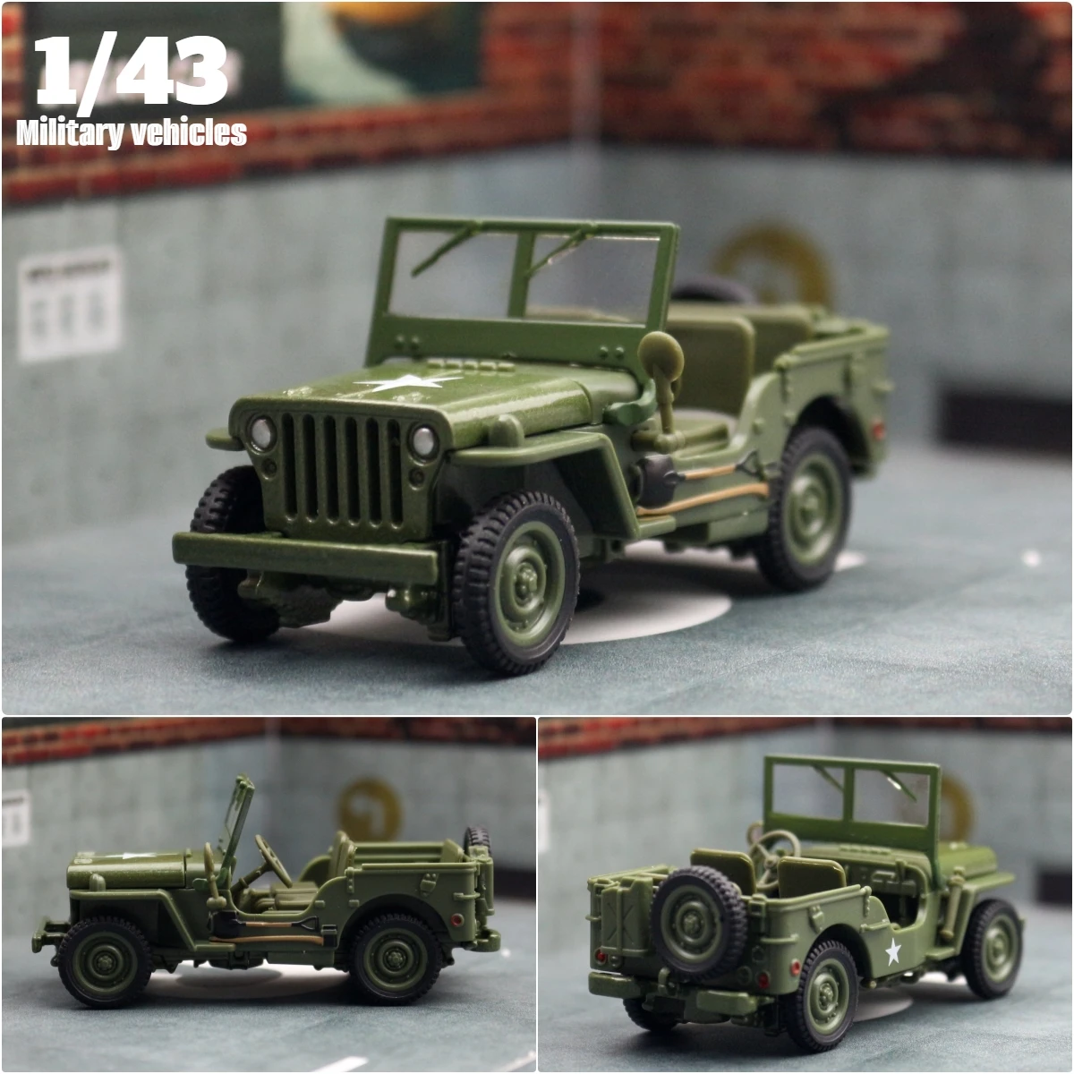 Jeep Willys Militar Miniatura 1:43 Aleación de Zinc